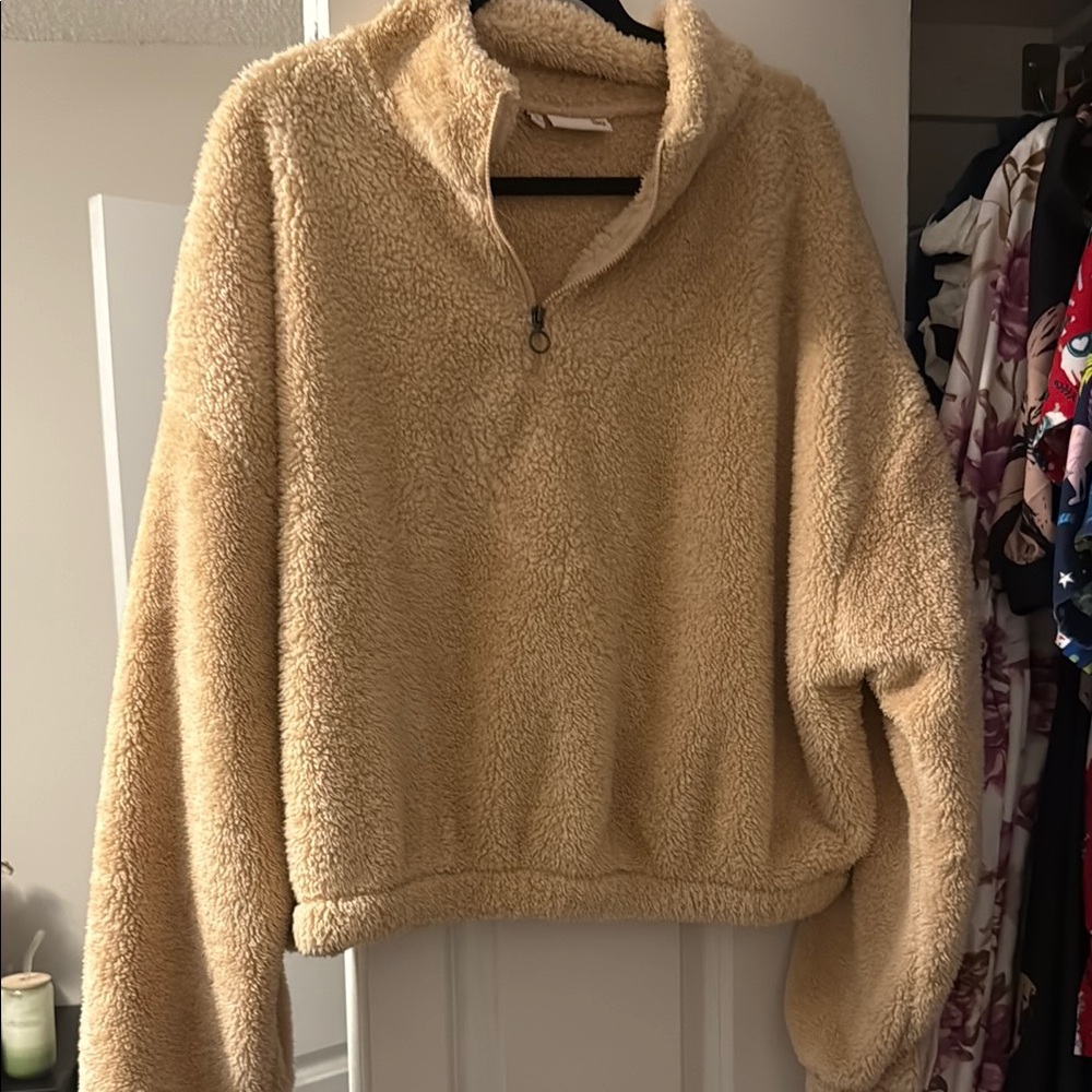 Cozy Tan Sherpa Pullover